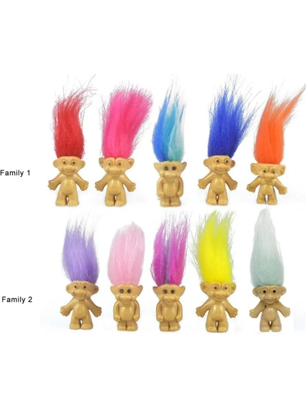 100PCS Mini Vintage Troll Dolls - 1.2” Good Luck Collectible Figures